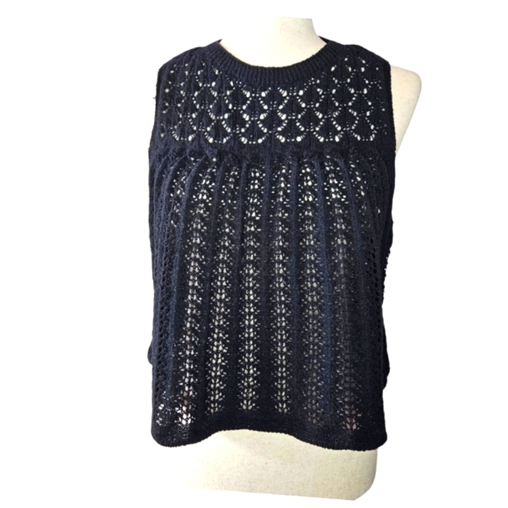 Zara Crochet Vest Top Sleeveless High Neck Croppe… - image 1